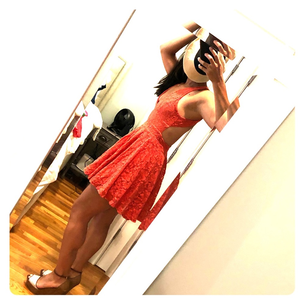 Gorgeous crocheted hot pink cross cross dress.